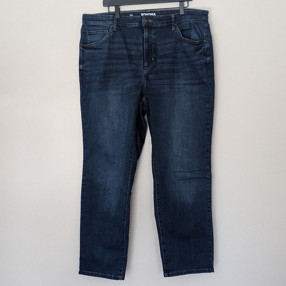 Sonoma Medium Wash 18W Curvy, Straight Leg Jeans